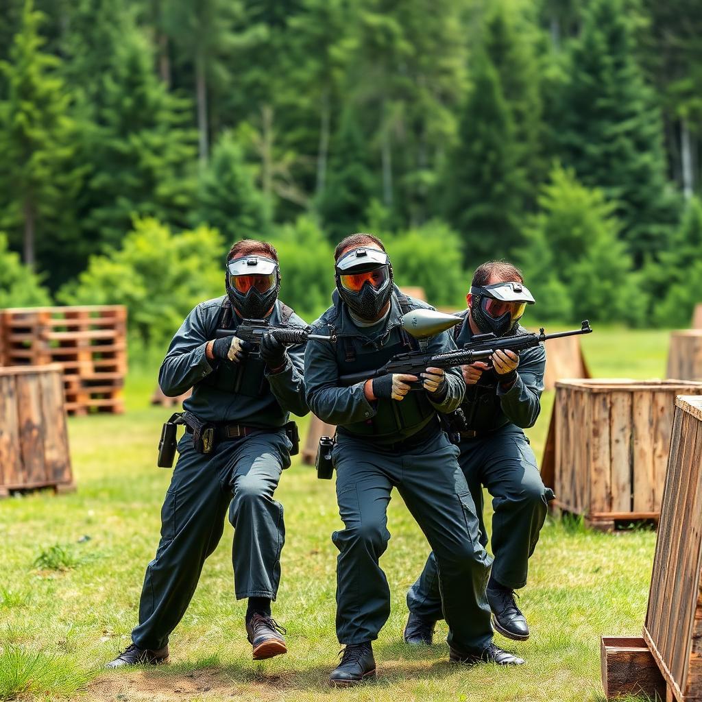 Echipă completă pregătită de misiune pe terenul Red Alert Games